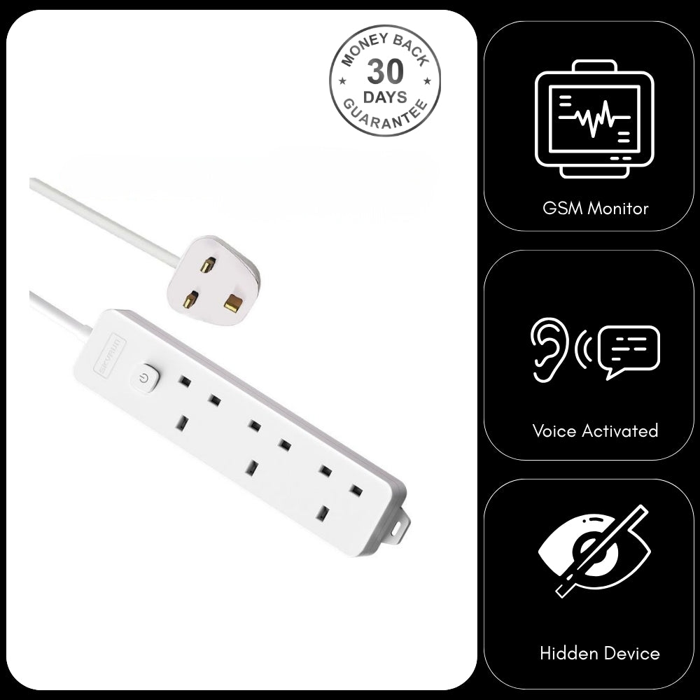 Wireless GSM Audio Monitor Sound activated Call back & Voice Recorder in Extension Lead