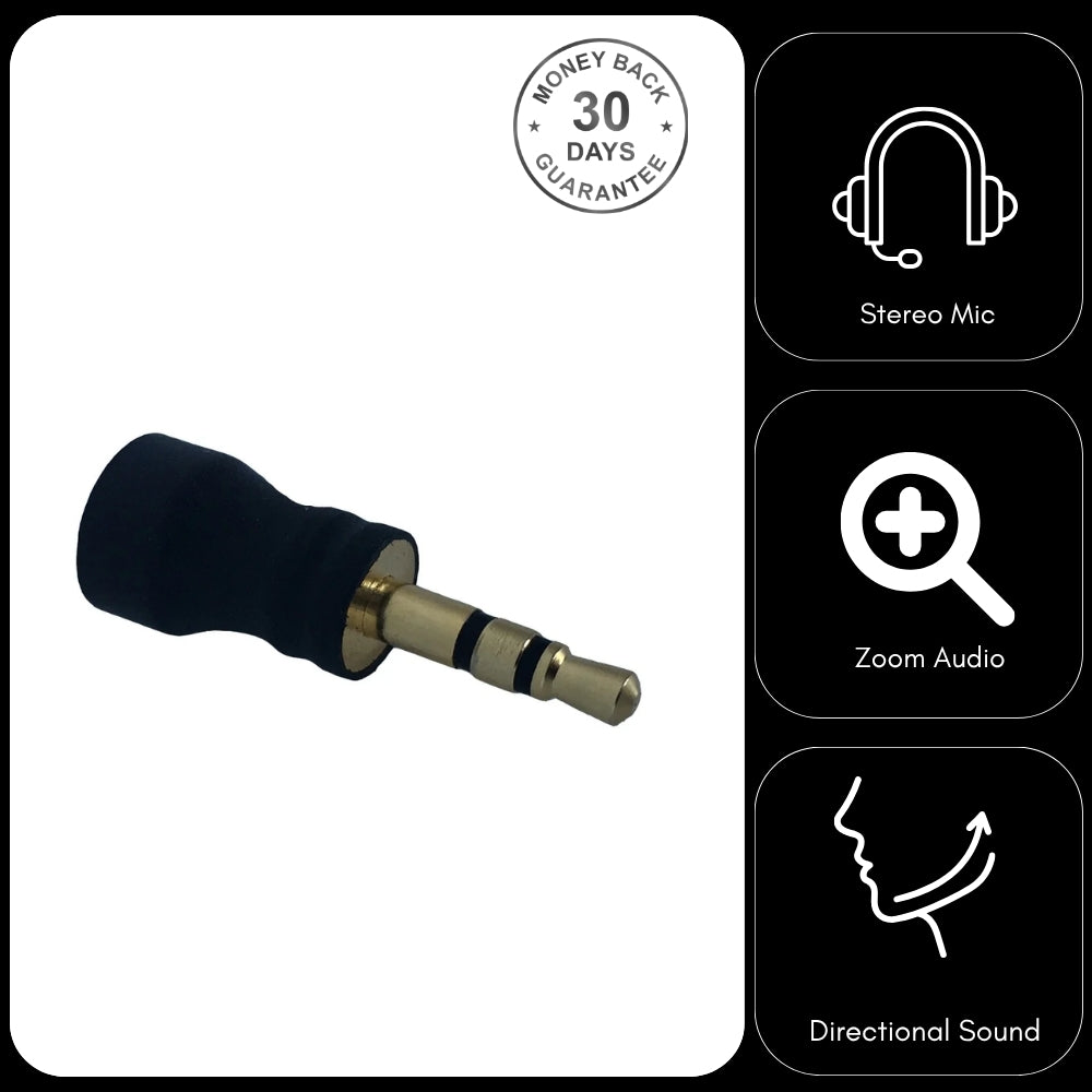 Miniature 3.5mm TRS True Stereo Wired Microphone for PC, Laptop and Digital Voice Recorder