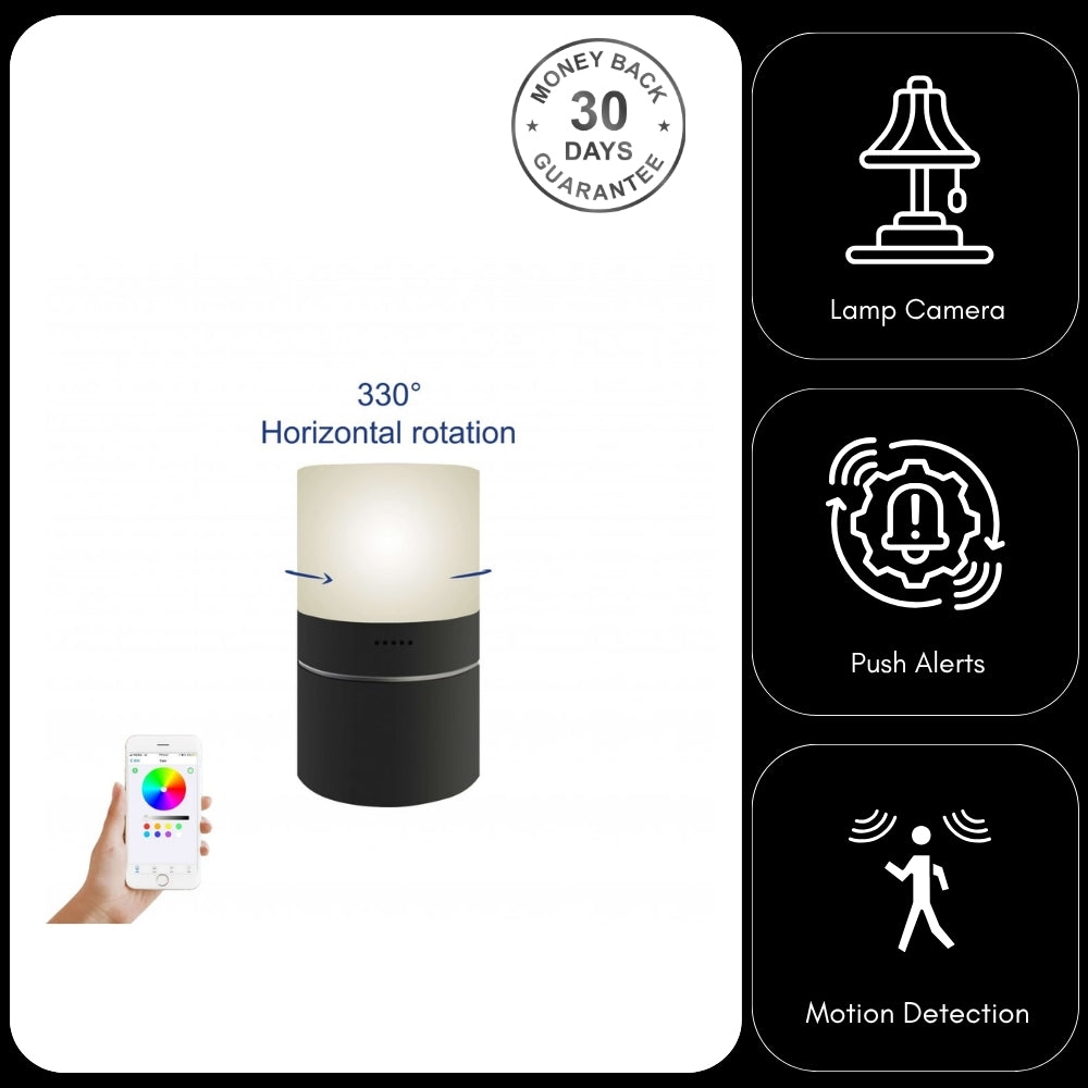 Wireless Wi-Fi Security Camera in Mood Lamp 1080p Video Recorder Motion Detection Push Alert