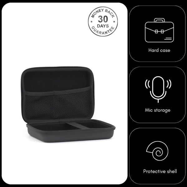 Microphone Protective Case 16cm x 12cm x 6cm Black Hard Shell for Double Ear Hook and Lavaliere Mics