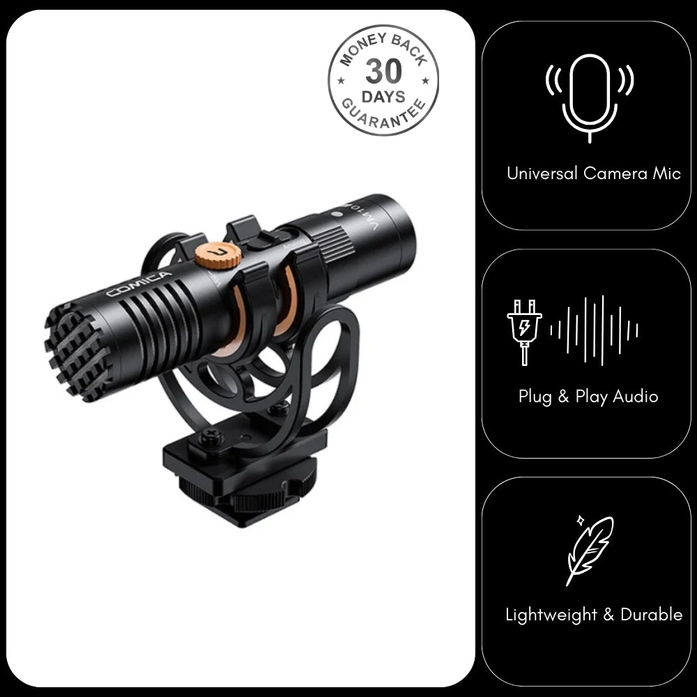 Comica VM10 PRO Mini Shotgun Microphone Super Cardioid Condenser Built In Recorder for Smartphone Camera Laptop Tablet Video Recording for Vlogging Live Streaming Interviews