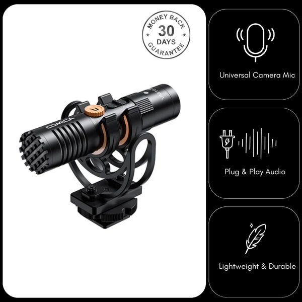 Comica VM10 PRO Mini Shotgun Microphone Super Cardioid Condenser Built In Recorder for Smartphone Camera Laptop Tablet Video Recording for Vlogging Live Streaming Interviews