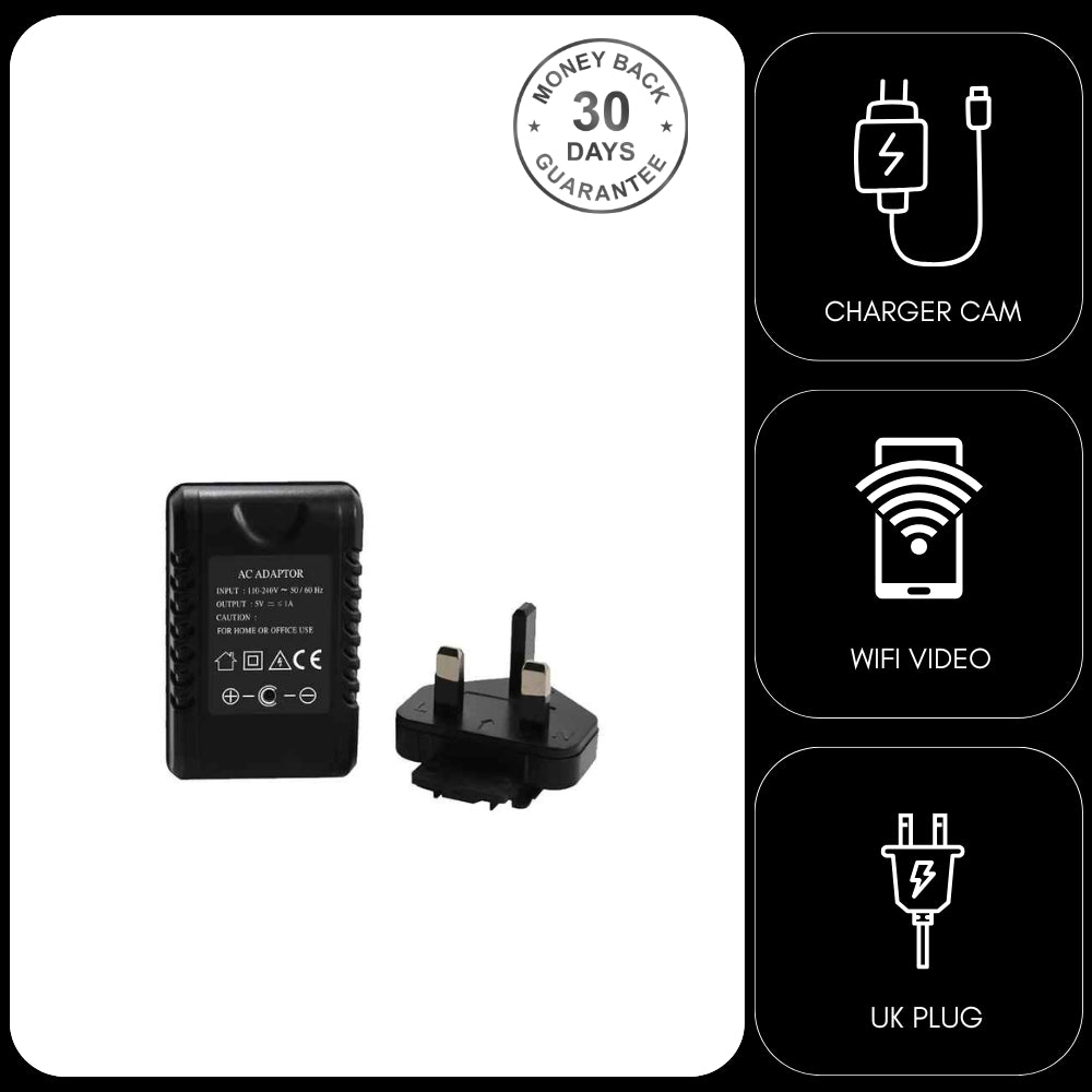 USB Charger Camera Wireless Wi-Fi 1080p Video Recorder with Night Vision and UK Plug