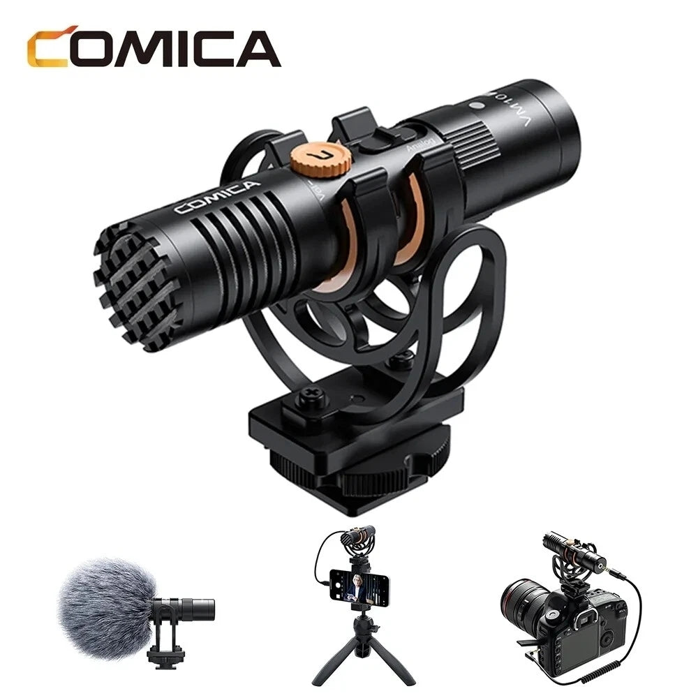 Comica VM10 PRO Mini Shotgun Microphone Super Cardioid Condenser Built In Recorder for Smartphone Camera Laptop Tablet Video Recording for Vlogging Live Streaming Interviews