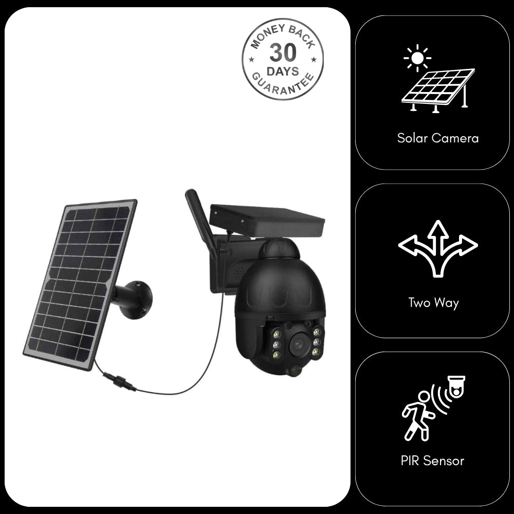 4G WiFi Solar Power Dome Camera Wireless Video CCTV PTZ 2 Way Audio PIR Night Vision