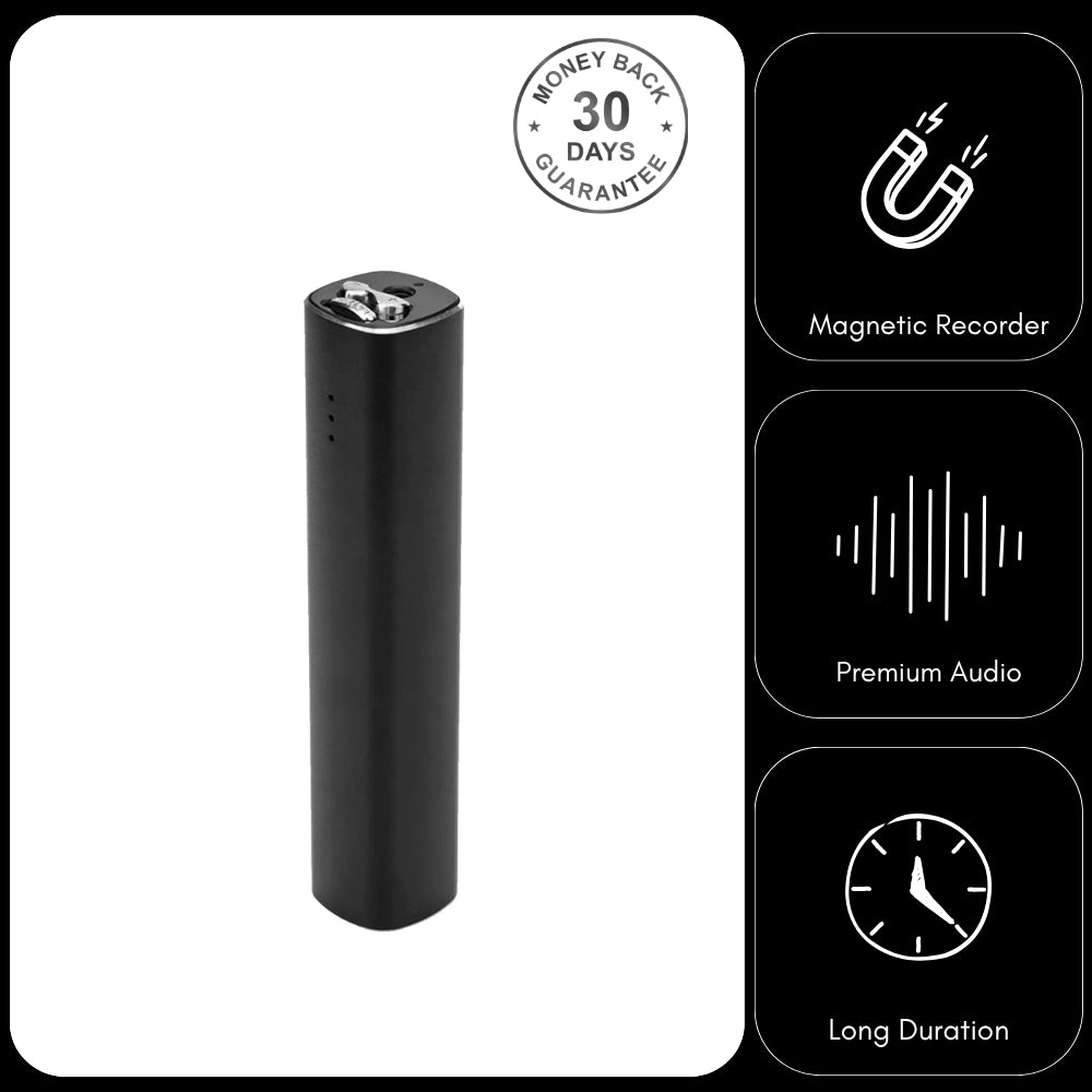 Magnetic Audio Voice Recorder 600+ Hours Battery Sound Activated Premium Quality 1536kbps Bit Rate .WAV Format