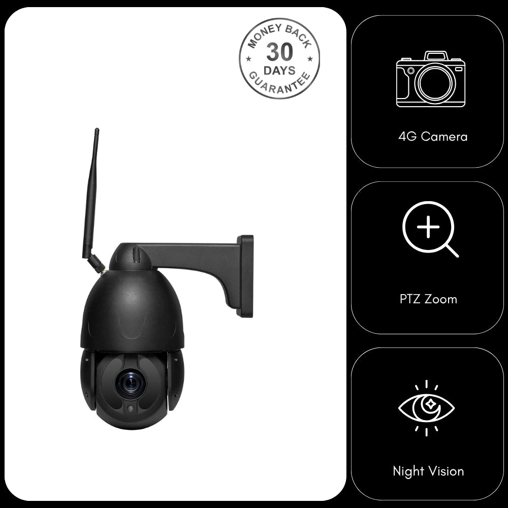 4G Wireless CCTV Dome Camera 40x Optical Zoom Human Tracking PTZ Night Vision 5MP High Definition Solid Metal Housing
