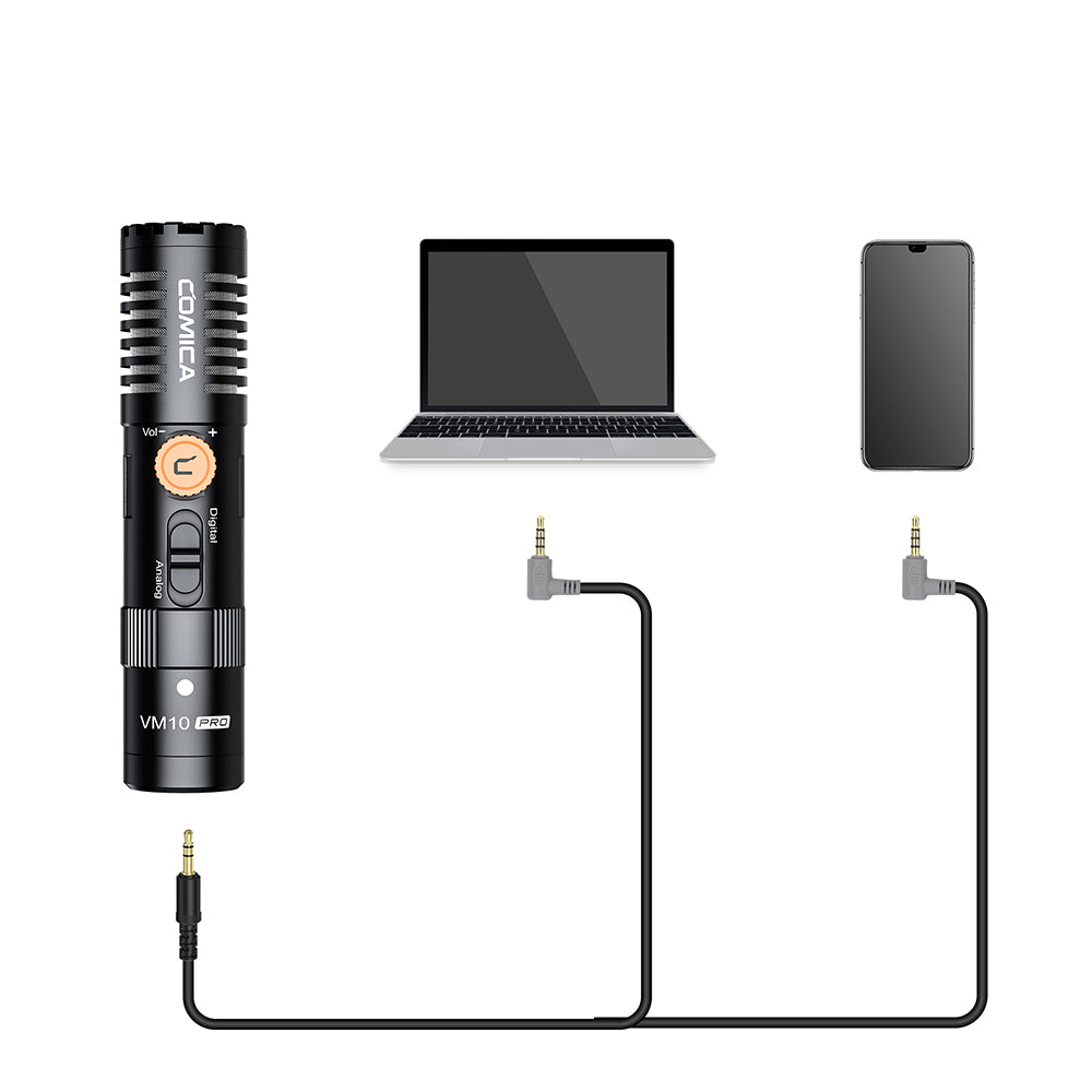 Comica VM10 PRO Mini Shotgun Microphone Super Cardioid Condenser Built In Recorder for Smartphone Camera Laptop Tablet Video Recording for Vlogging Live Streaming Interviews