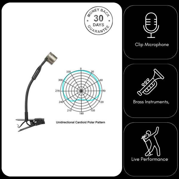 Professional Saxophone Instrument Microphone Kimafun CX309 with Clip for Sax Trumpet Tuba