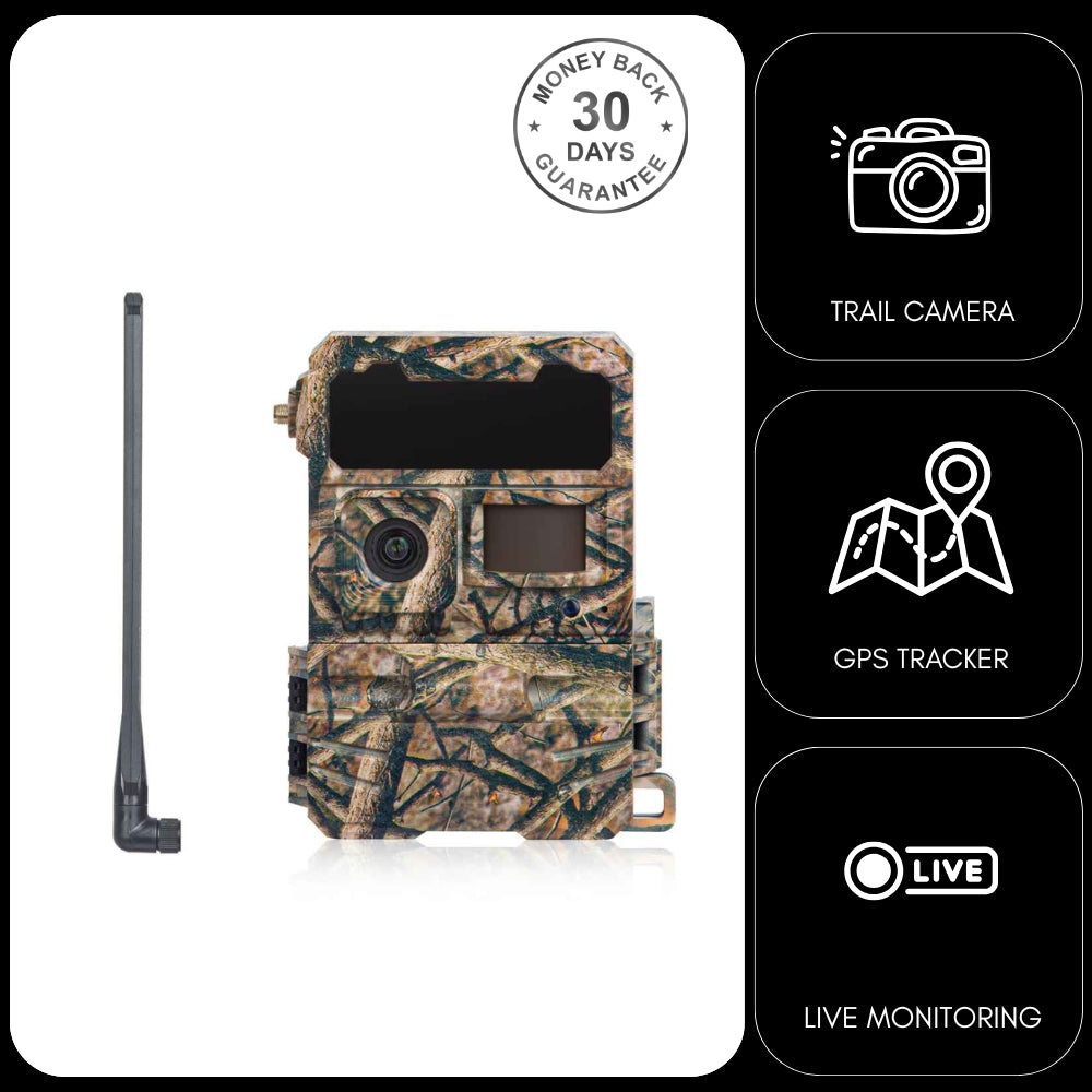 Pro 4G Trail Camera & GPS Tracker 12MP Photo 1080p FHD Live Video Push Notification Alerts