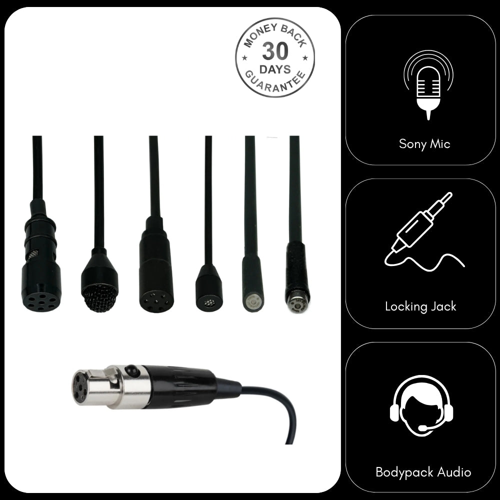 Lavaliere Microphone with 4 Pin Mini XLR Female (TA4F) Connector for Shure Body Pack Transmitters