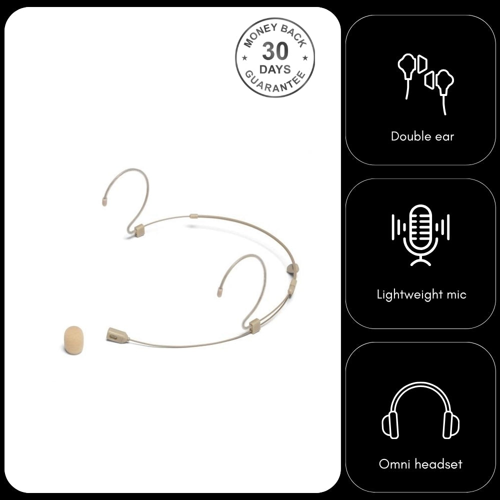 Kimafun HC-810 Double Ear Hook Microphone Ultra Light Weight Omnidirectional Headset for Body Pack Transmitters