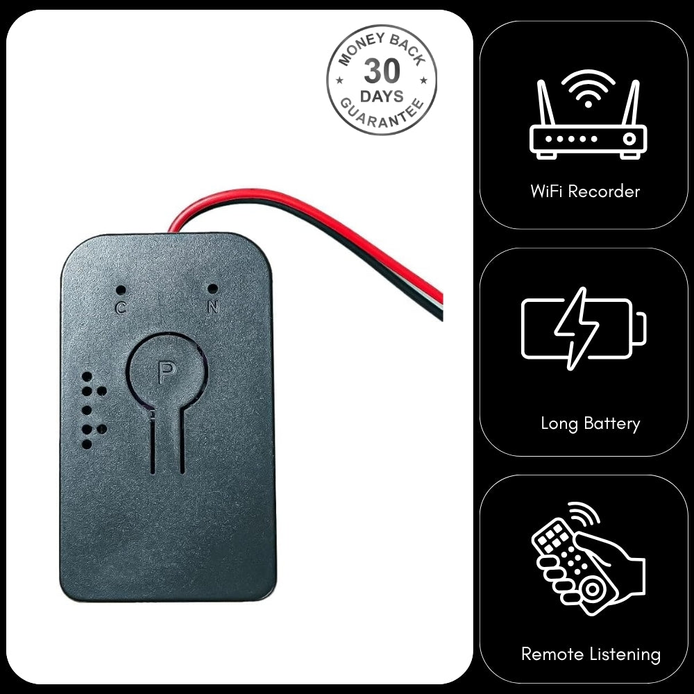 AR09 Wireless Wi-Fi Audio Recorder Sound Activated 18 Month Battery Unlimited Range Audio Listening Download Recordings