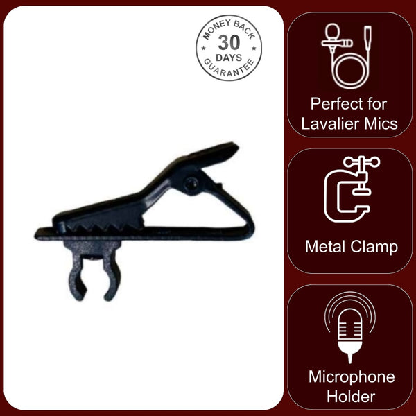 Replacement Microphone Clip for Lavaliere Lapel 6mm Diameter Metal Clasp Plastic Mount Grip