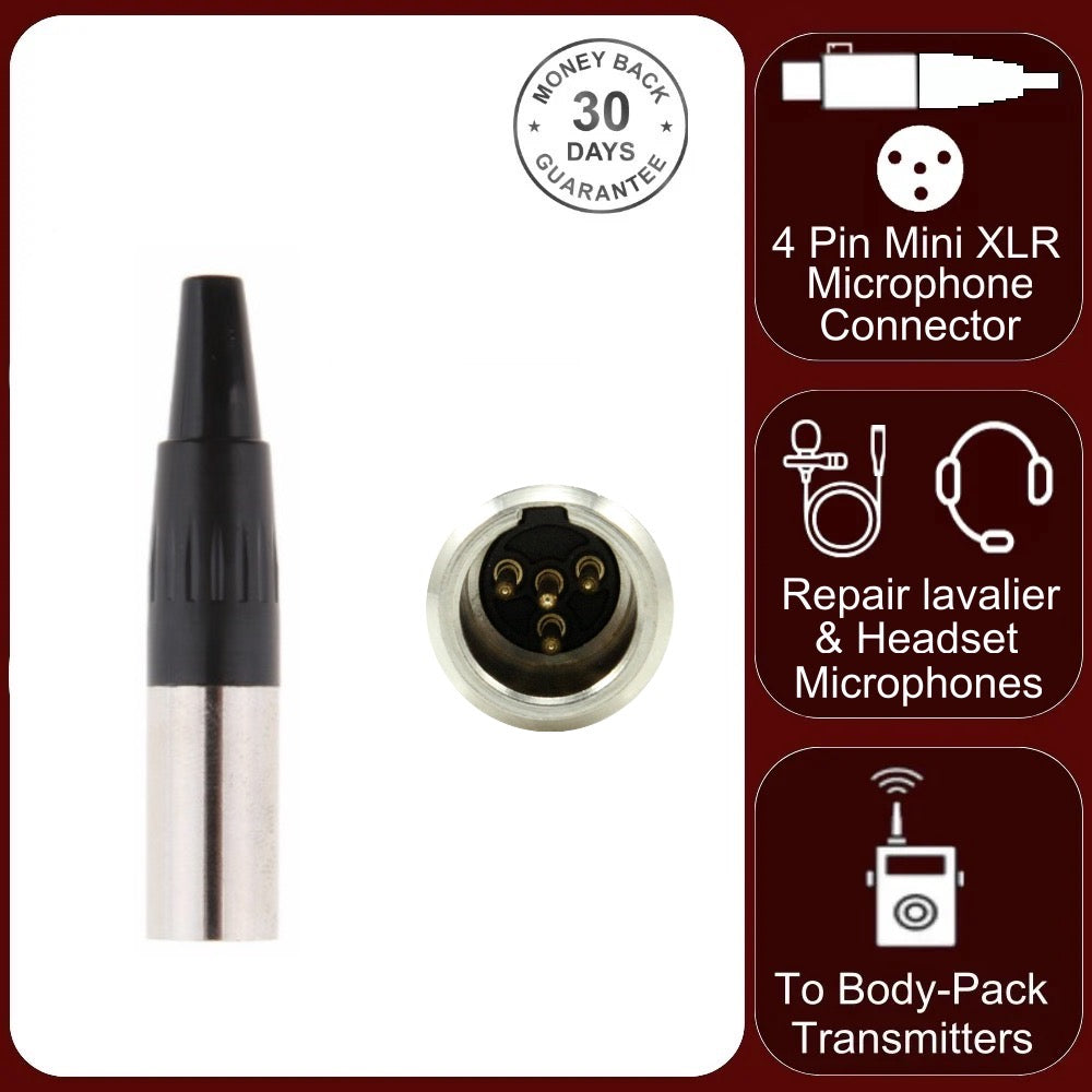 TA4M 4 Pin Mini XLR Male Inline Socket Fits TA4F Female Audio Connector Plug