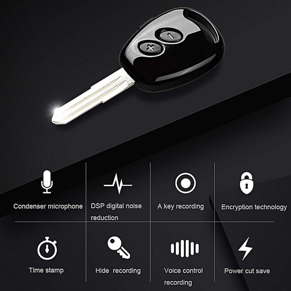 Car Key Voice Recorder Sound Activated 38 Hour Battery 1536kbps .WAV Audio Format