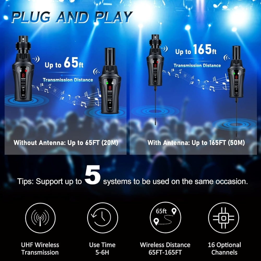 Kimafun KM-U208A UHF Wireless XLR Dynamic Microphone Transmitter Receiver System