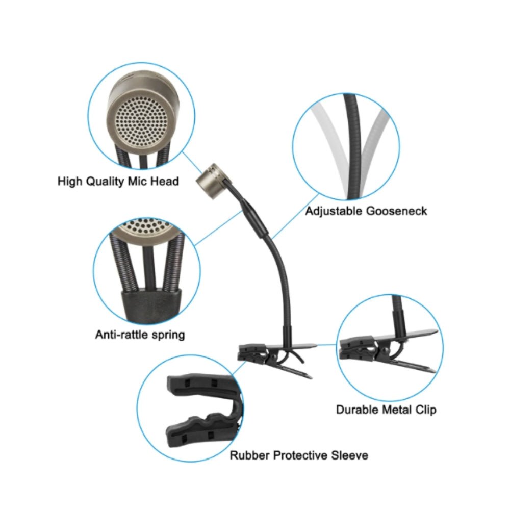 Professional Saxophone Instrument Microphone Kimafun CX309 with Clip for Sax Trumpet Tuba