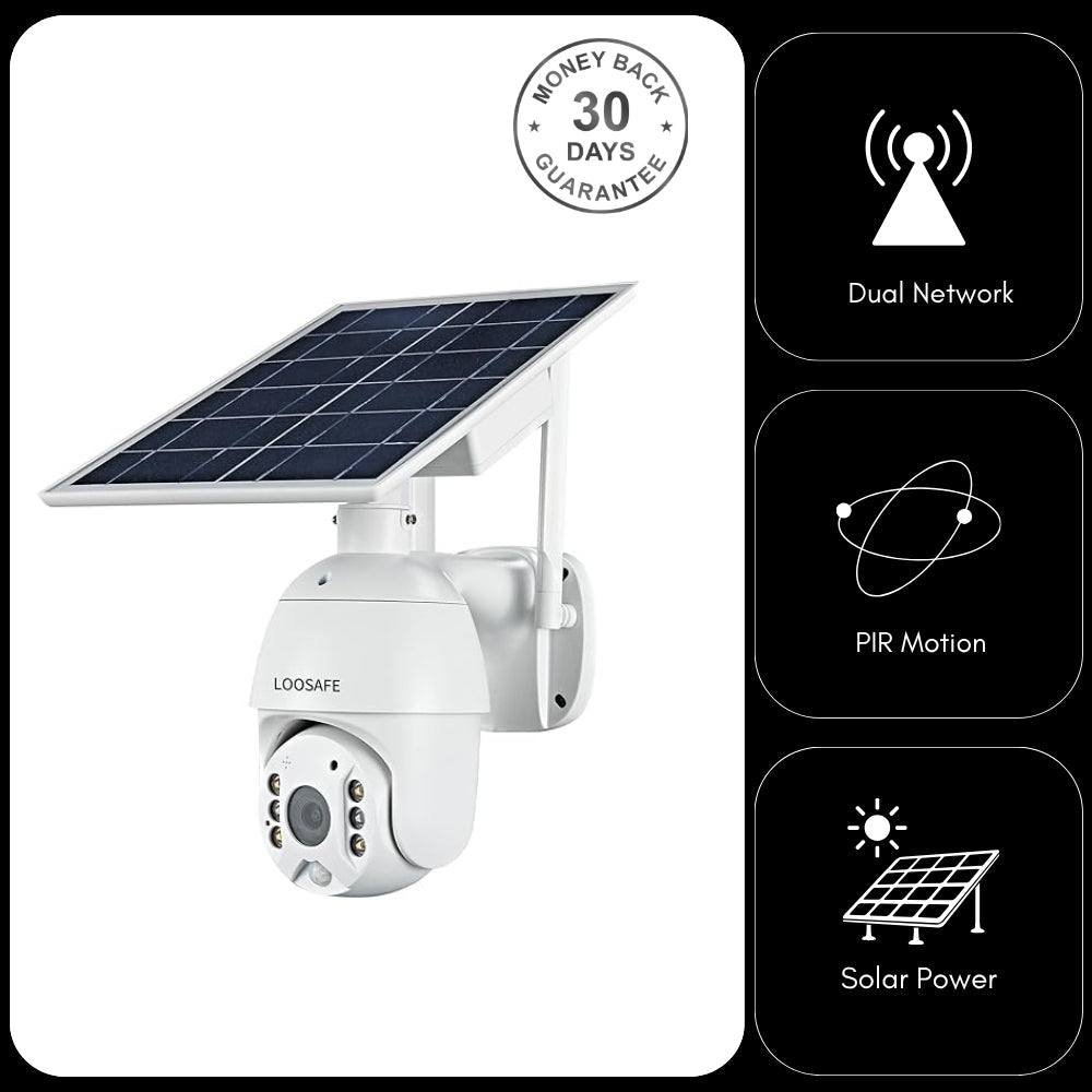 Solar Power 4G Sim Card PTZ Security Camera Pan Tilt Zoom 128GB Video Recorder 2 Way Audio