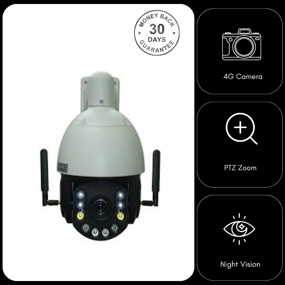 4G 8MP 4K UHD PTZ CCTV Camera 36x Auto Zoom & Human Tracking Face Recognition 200m Night Vision Full 360º Pan