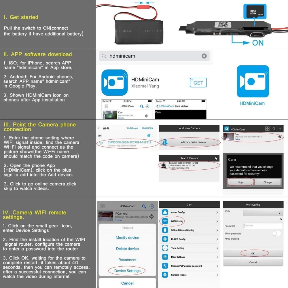 4K Ultra HD Wireless Wi-Fi Camera Module 1080p Video/Audio Recorder on LookCamPro App