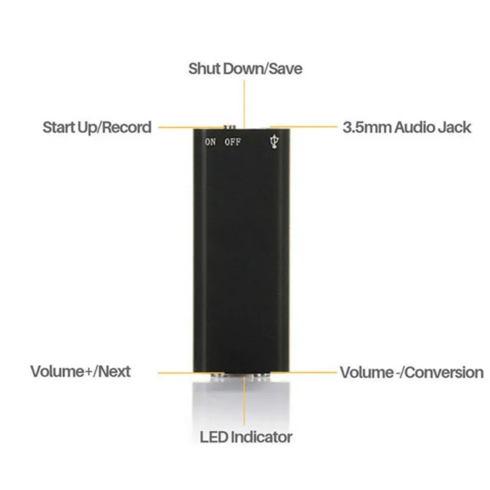 SK892 Miniature Voice Recorder Sound Activated Super Sensitive Microphone 13 Hour Battery