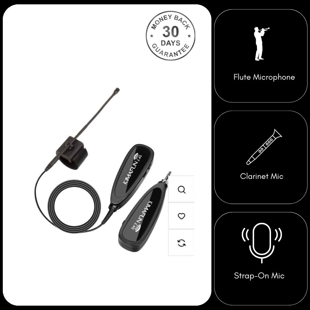 KM-G150-4 Wireless Flute and Clarinet Microphone System Flexible Strap On Instrument Mic