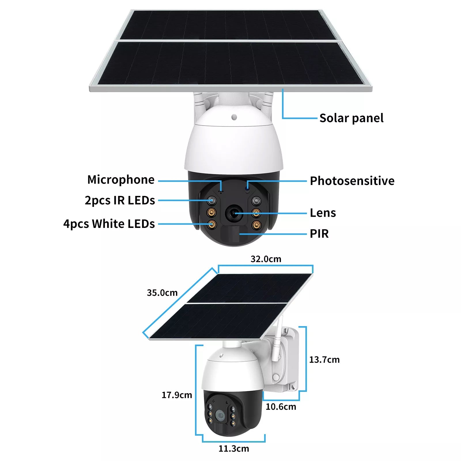 4G LTE 24 Hour 365 Days Solar Power PTZ Security Camera Full HD 1080p Video Recorder uBox App