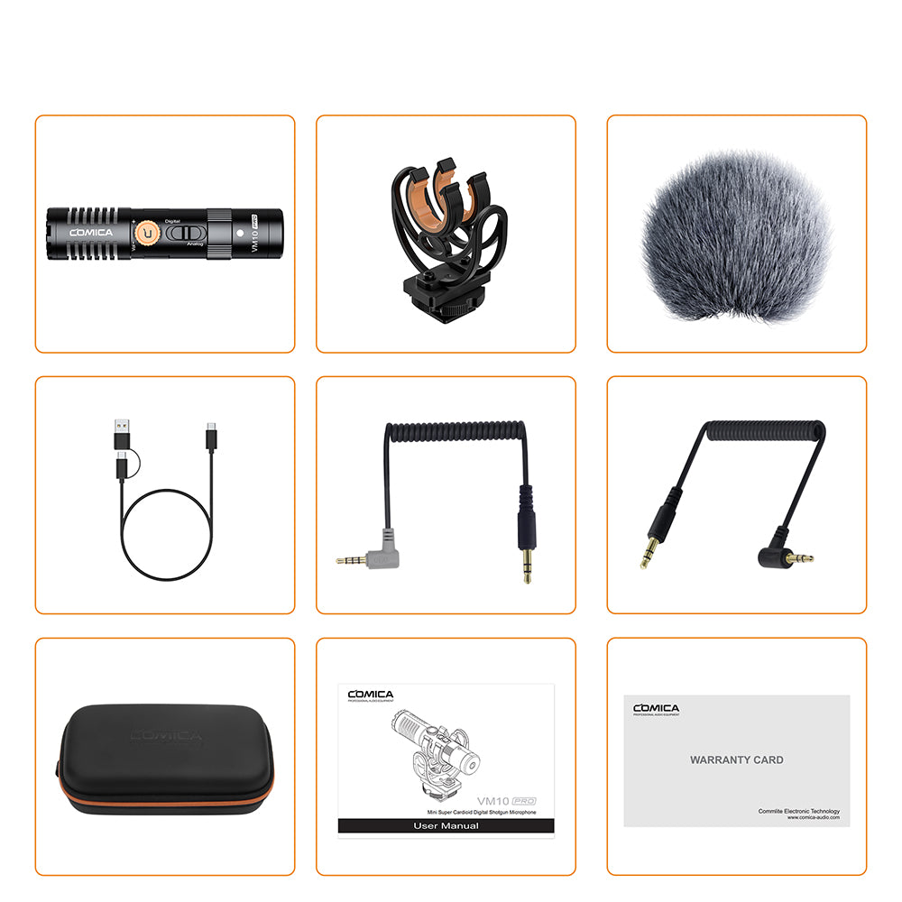 Comica VM10 PRO Mini Shotgun Microphone Super Cardioid Condenser Built In Recorder for Smartphone Camera Laptop Tablet Video Recording for Vlogging Live Streaming Interviews