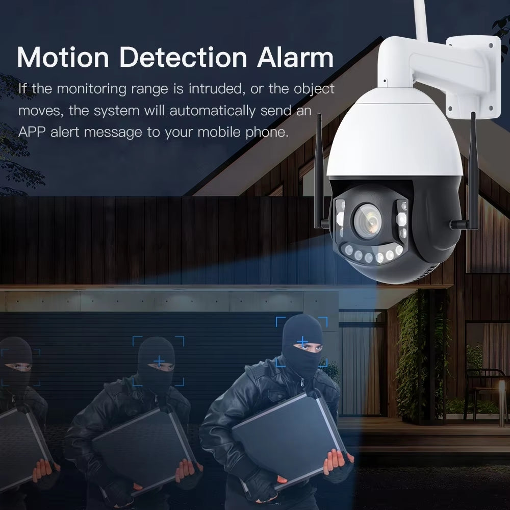 4G 8MP 4K UHD PTZ CCTV Camera 36x Auto Zoom & Human Tracking Face Recognition 200m Night Vision Full 360º Pan