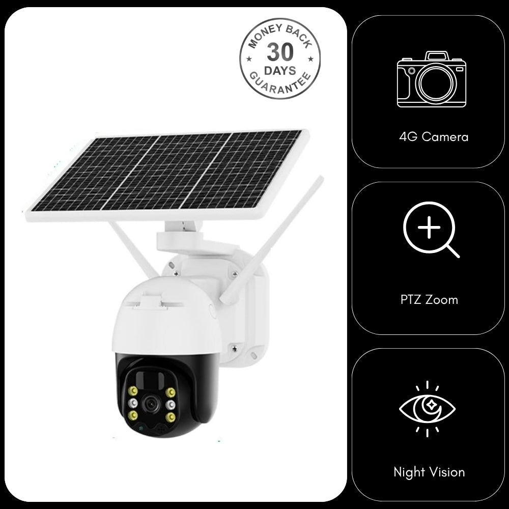 Camhipro 4G Solar Powered Camera PTZ Wireless 1080p Video Recorder CCTV Outdoor Security