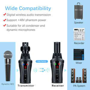 Kimafun KM-U208A UHF Wireless XLR Dynamic Microphone Transmitter Receiver System