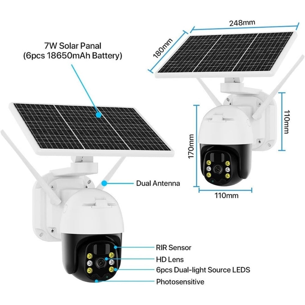 Camhipro 4G Solar Powered Camera PTZ Wireless 1080p Video Recorder CCTV Outdoor Security