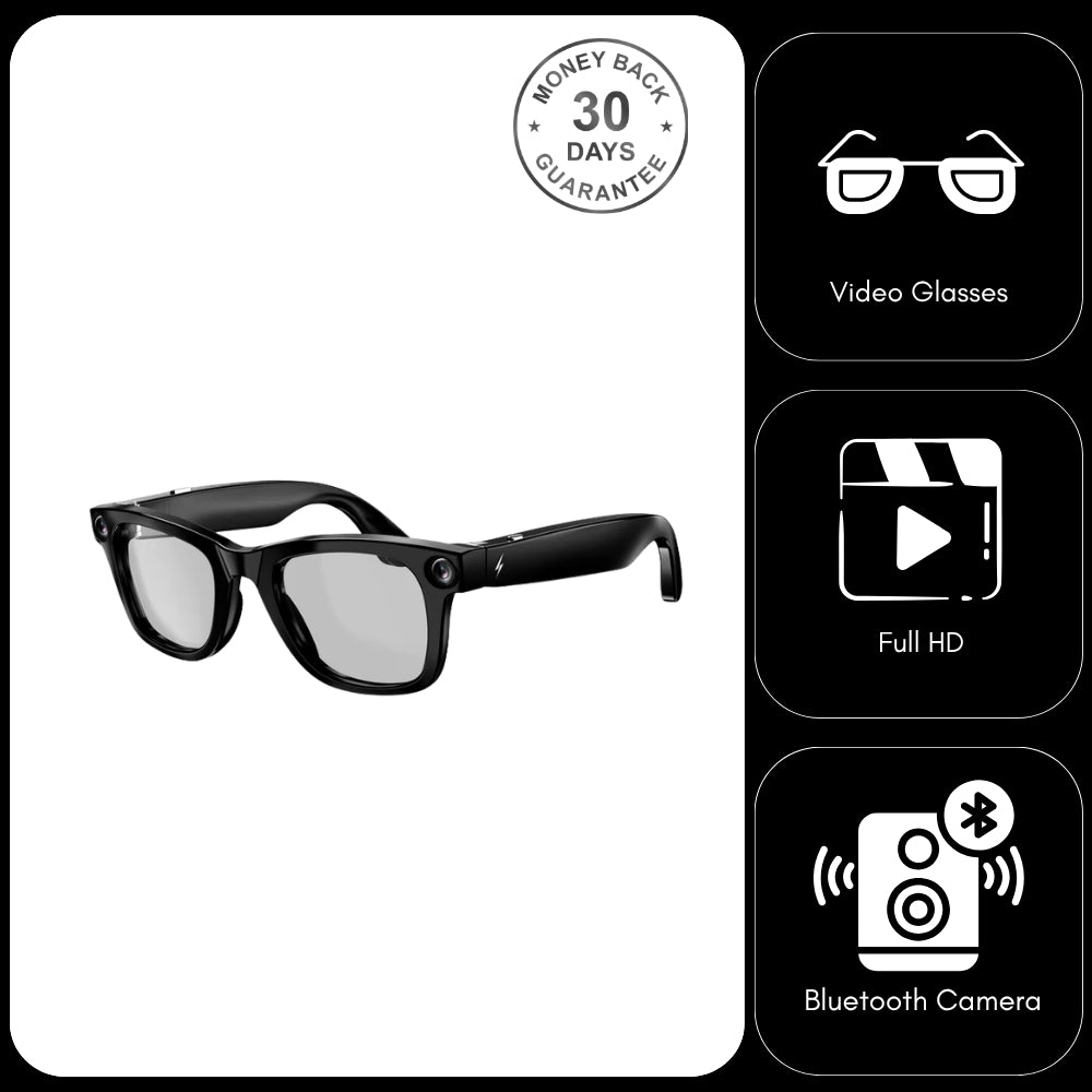 Smart Bluetooth Video Glasses 5MP Camera 1080p Full HD Video Recording Photo and Audio