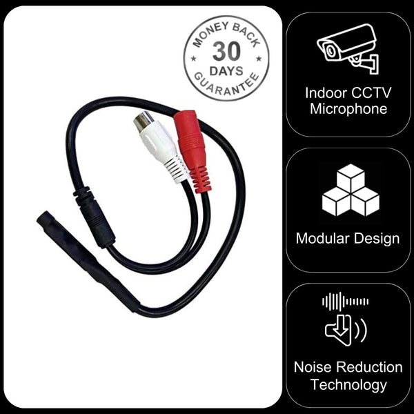Indoor CCTV Microphone Pre-Amp Module 30cm Cable with RCA Phono Output and 2.1mm 12v DC Input