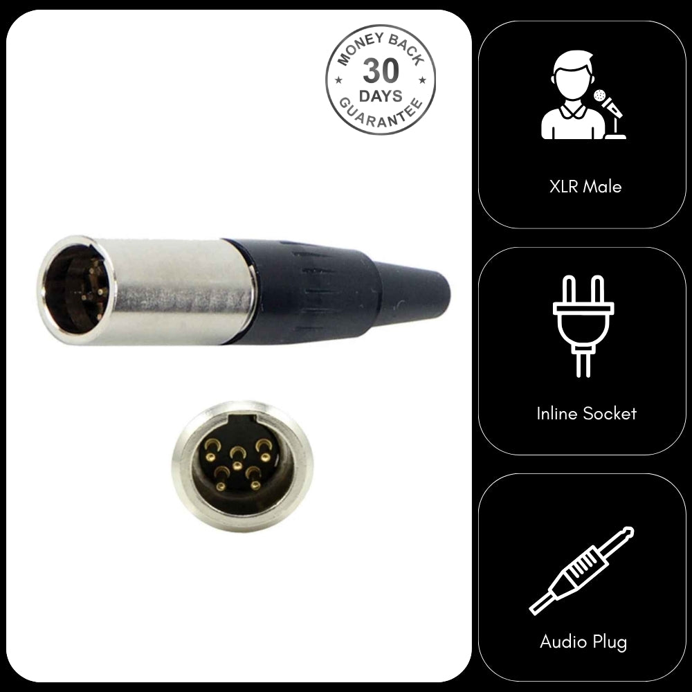 TA5M 5 Pin Mini XLR Male Inline Socket To Fit TA5F Female Connector Audio Plug
