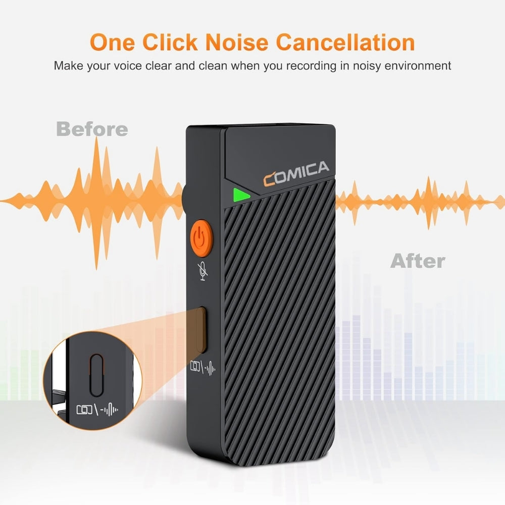 Comica Vimo C3 Wireless Microphone 2.4G Dual Channel 200 metre Mini Lapel Noise Cancellation for Camera Smartphone PC