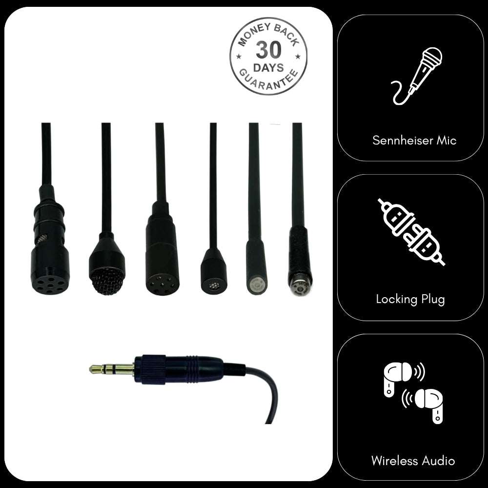 Lavaliere Microphones for Sennheiser Body Pack Transmitter with 3.5mm Locking Jack Plug Input