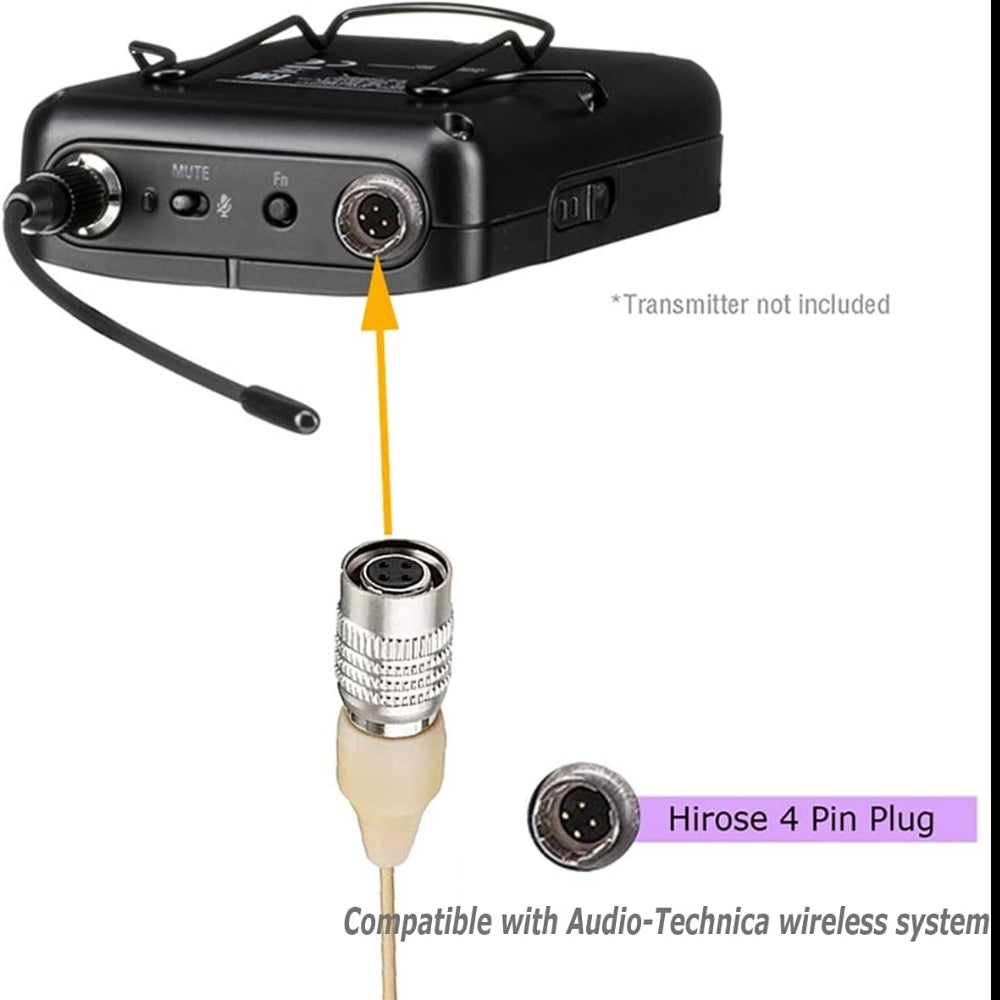 Omnidirectional Single Ear Hook Earset Microphone with Detachable Cable for Audio Technica Body Pack Transmitters