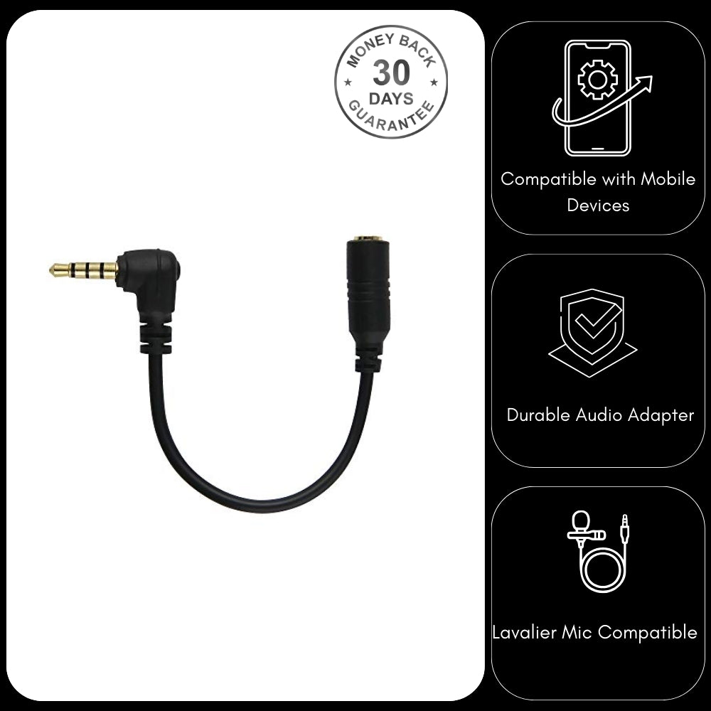 Smartphone or Tablet Microphone Adapter 3.5mm TRS Female Jack Socket to TRRS Male Jack Plug