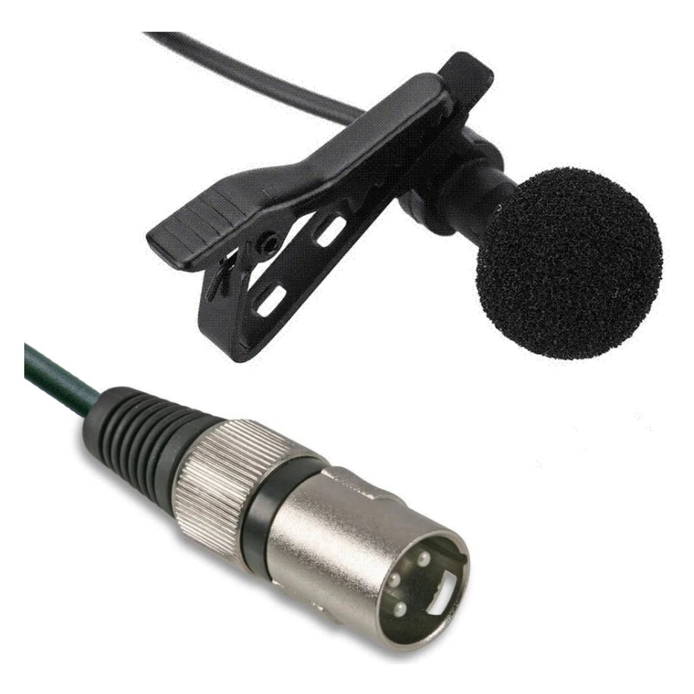 Phantom Powered Lavalier Microphone XLR 3 Pin Male Plug Mini Clip On Lapel Mic 6 Metre Cable