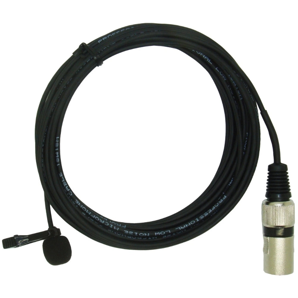 Phantom Powered Lavalier Microphone XLR 3 Pin Male Plug Mini Clip On Lapel Mic 6 Metre Cable