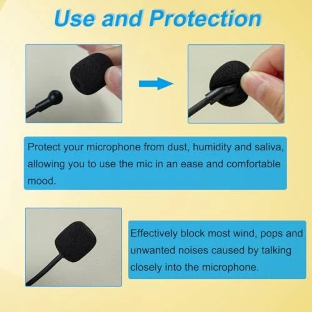 Pulse Black Foam Windshields High Density for Ear-Hook Headset Microphones 2.5mm Diameter Pack of 5