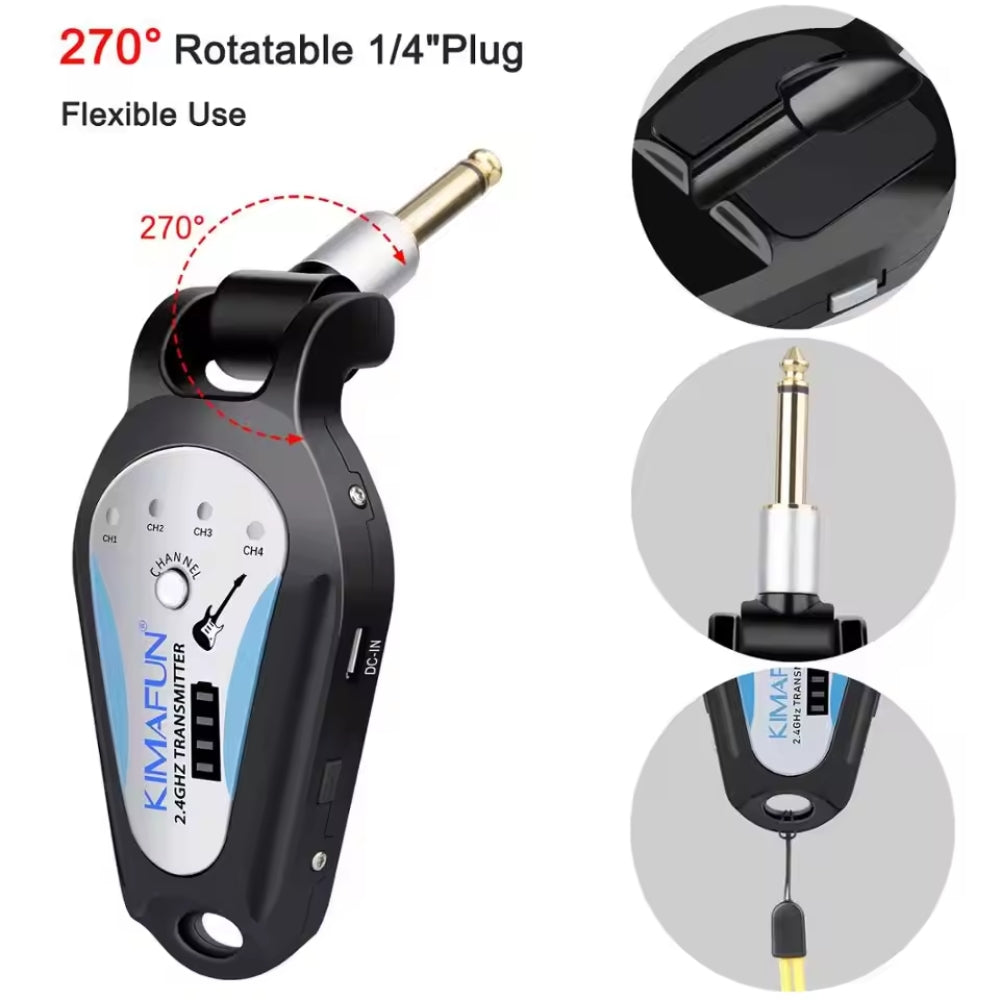 Kimafun KM-G207 Wireless Electric Guitar Transmitter Receiver Microphone System
