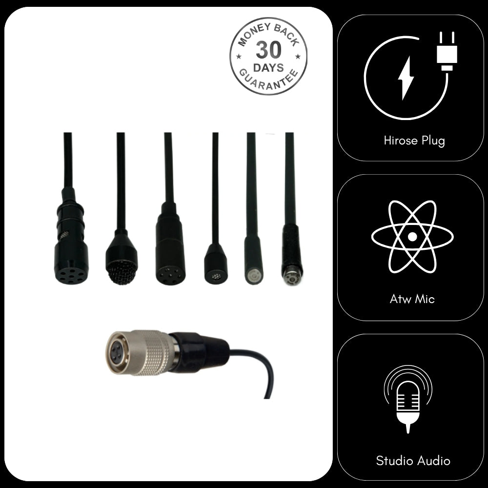 Lavaliere Microphone for Audio Technica ATW Wireless Body-pack Transmitter 4 Pin Hirose (CW)