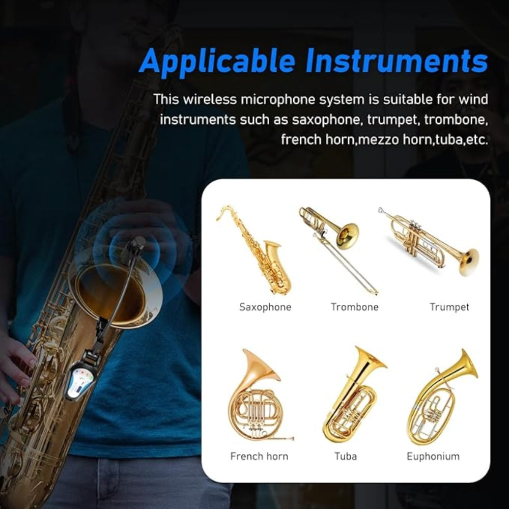 Kimafun KM-U306B Professional 2.4G Instrument Gooseneck Wireless Saxophone Microphone