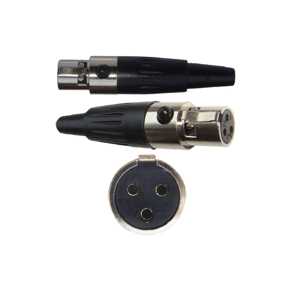 TA3F 3 Pin Mini XLR In-Line Female Socket Plug Connector and Audio Microphone Bodypack