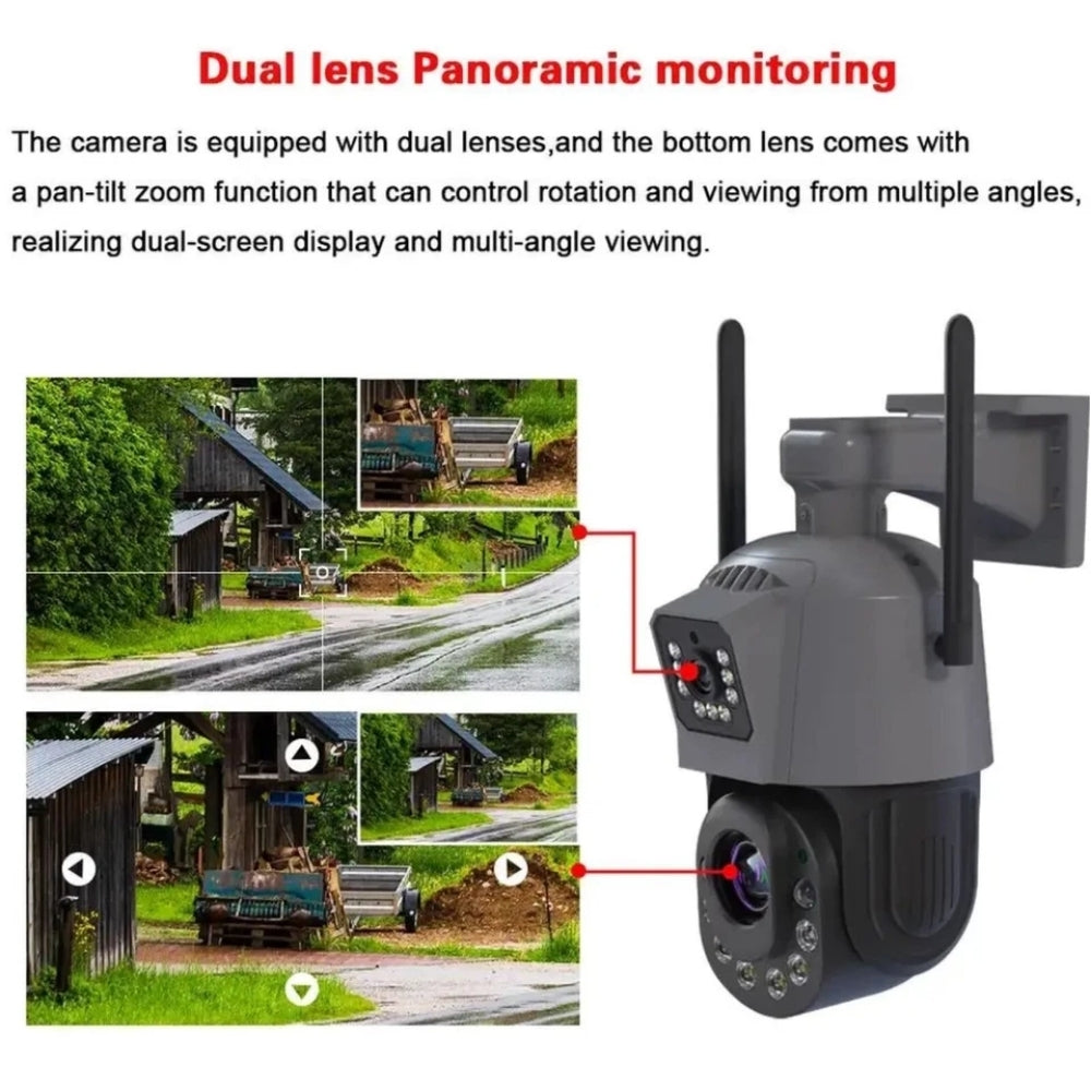 Wi-Fi 6MP Dual Lens Camera 36x Zoom Waterproof Dome Outdoor Tracking Smart Home Security PTZ IP CCTV
