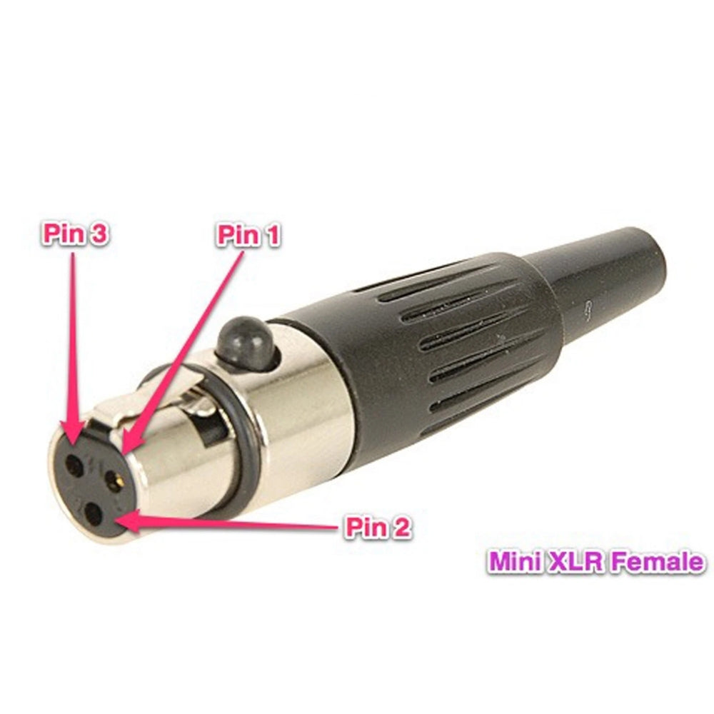 TA3F 3 Pin Mini XLR In-Line Female Socket Plug Connector and Audio Microphone Bodypack