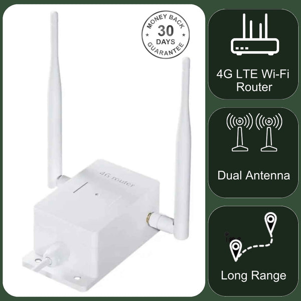 Outdoor 4G Sim Card Router 150mbps Wireless Wi-Fi 100 Metre Radius Dual Antenna Hotspot for Security Surveillance Camera